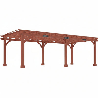 12X24 FT Premium Cedar Wood Pergola with Trellis Roof & Stakes