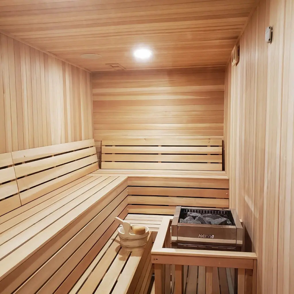 Custom Indoor Sauna Room - 8' x 9' x 8' - Finnish Sauna Builders