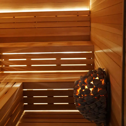 Custom Indoor Sauna Room - 8' x 9' x 8' - Finnish Sauna Builders