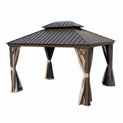 Aluminum Gazebo Built to Create Outdoor Shelter, 10x12 Hardtop Roof, Screen Included, Up to 40 MPH Wind