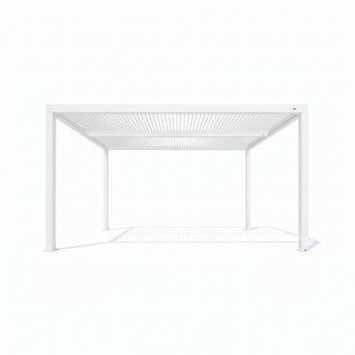 Louvered Pergola Modern White Pergola with Adjustable Roof for Deck Backyard Garden
