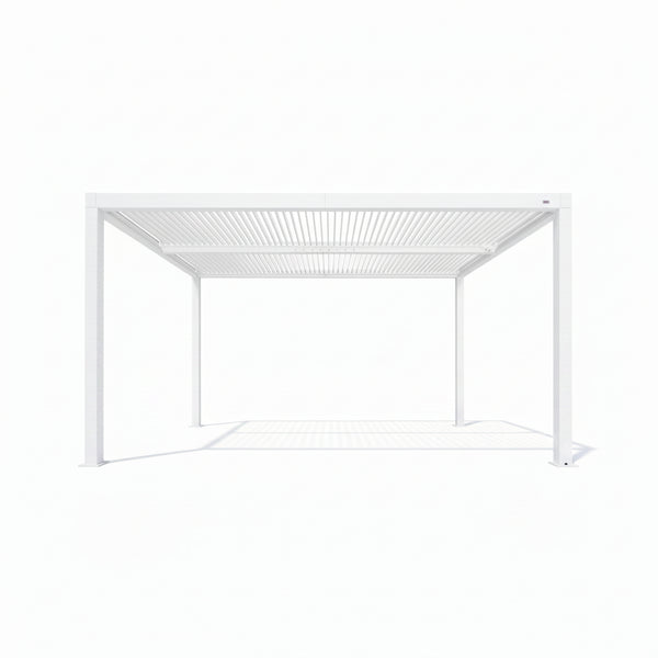Louvered Pergola Modern White Pergola with Adjustable Roof for Deck Backyard Garden