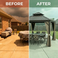 Alexander 10-Ft X 12-Ft Hardtop Roof Aluminum Gazebo (Screen Included) — Before & After